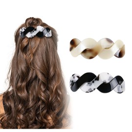 Kotkiddy Women's Large Retro Automatic Hair Clips, French Vintage Hair Clips, Thick Hair Clips, Hair Barrettes for Women, Pack of 2