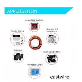 Eastwire 18/5 25ft Thermostat Wire- Brown - Solid Copper 18 Gauge, 5 Conductors - CL2 (ETL Listed) - Residential, Commercial and Industrial Rated (18/5, 25ft)