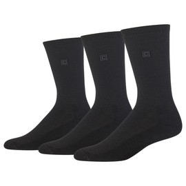 Chaps Men's Assorted Solid Dress Crew Socks (3 Pack), Black, Shoe 6-12/Sock Size 10-13