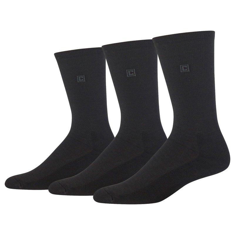 Chaps Men's Assorted Solid Dress Crew Socks (3 Pack), Black,