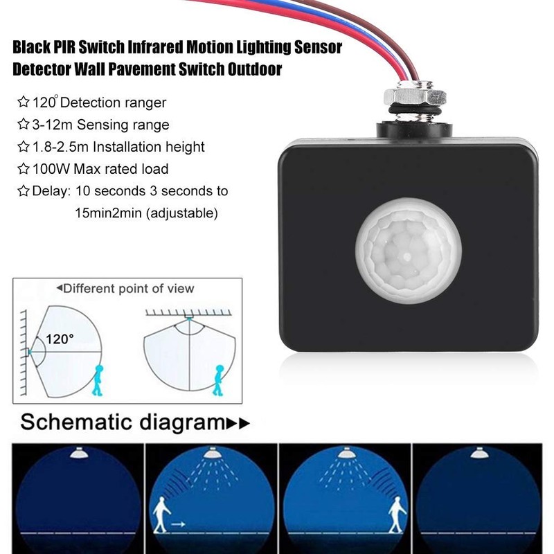 1 Pack Motion Sensor Detector Switch, AC 110-240V IP54 Outdoor