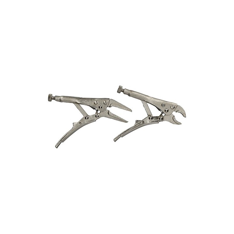 2pc Mini Locking Pliers Set Long and Round Nose Vice