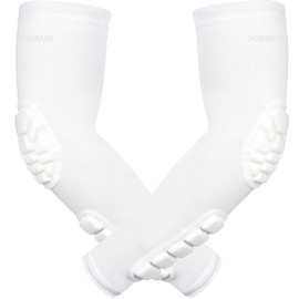 Hobrave Padded Arm Sleeves 2 Pack Crashproof Elbow Forearm Pads Compression Protection Support for Basketball Volleyball