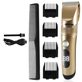 Hair Clippers for Men, Hair Trimmer Rechargeable Electric Shaver Beard Barber Hair Cutting Machine for Men Hair Cut (Color : Gold)