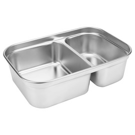 Linkidea 304 Stainless Steel Electric Lunch Box Inner Container, 8.7" Removable Reusable Tray Compatible with DUPASU 1.8L, Two-Compartments Food Organizer Replacement (Silver)