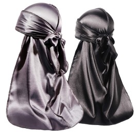 ForceWave 2 piezas de satén sedoso para bebés para niños y niñas, Negro + Gris, Recién nacido