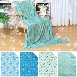 Hahafelt 4 Pack Cooling Blanket for Hot Sleepers Breathable Lightweight Thin Cold Summer Blankets for Night Sweats and Hot Weather Summer, Blue(Classic,51" X59")