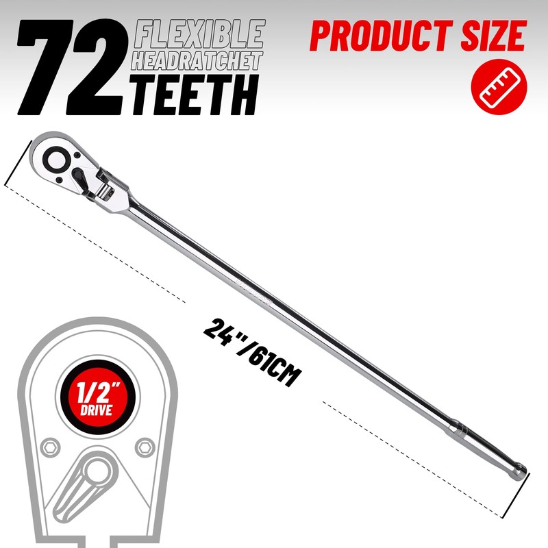 UYECOVE 1/2 Inch Drive Ratchet, Flex Head Ratchet 1/2 Ratchet
