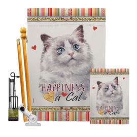 Breeze Decor Bicolor Ragdoll Happiness Garden House Flag-Kit Cat Kitten Meow Spoiled Paw Fur Pet Nature Farm Animal Creature Decoration Banner Small Yard Gift Double-Sided, Made in USA