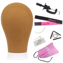 Leeven 22 Inch Canvas Head for Wigs Brown Mannequin Head with Clamp Canvas Block Head for Wig Making Accessories Display/Styling Wig Head 22 Inch