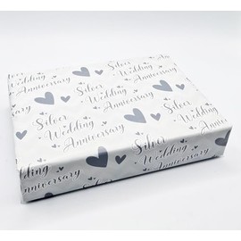 2 Sheets 25th Wedding Anniversary Wrapping Paper Silver Wedding Anniversary Giftwrap (PA)