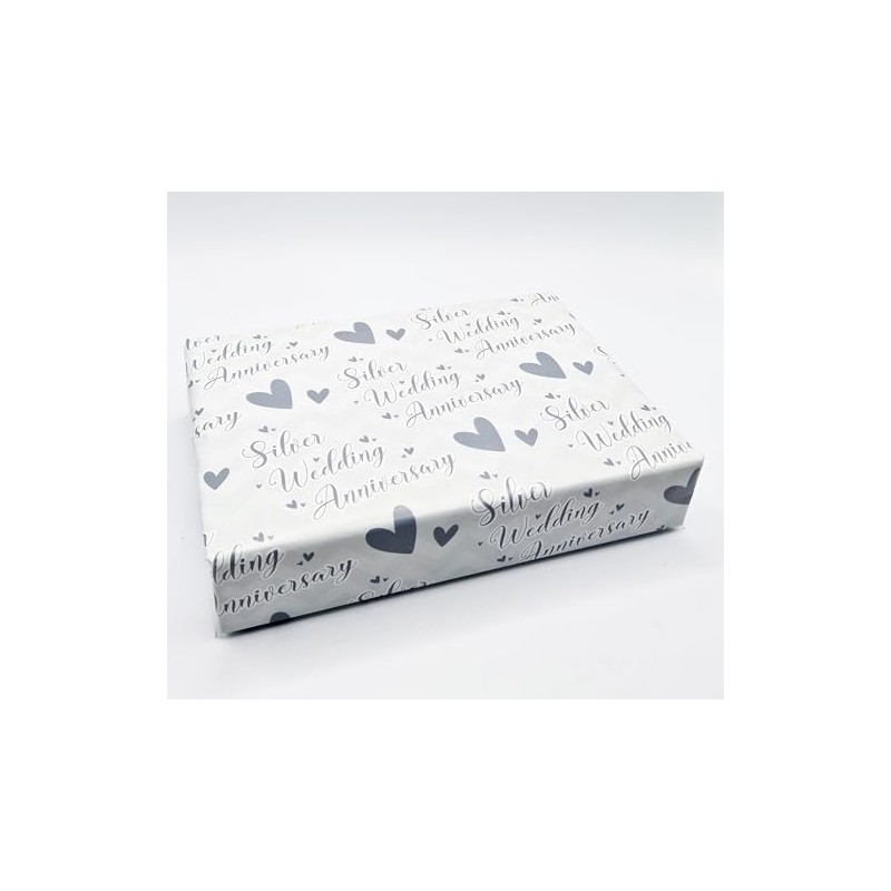 2 Sheets 25th Wedding Anniversary Wrapping Paper Silver Wedding Anniversary