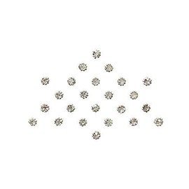 Qtron Indian Bollywood Forehead Stickers Diamond Design Jewelry Collection Small Stone Bindi (Silver)