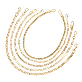 Stiesy 5 Pcs Light Gold Metal Purse Replacement Chains 23.62-23.9 Inch Detachable Shoulder Straps with Lobster Clasps for Handbags Crossbody Bags Fashion Bag Accessories
