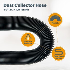 POWERTEC 70355 Dust Collection Hose Kit | 10' Hose with 1 Quick Connector 2-1/4" to 2-1/2" OD and 2 Fittings for Woodworking Power Tools, Wet/Dry Work Shop Vacuums, Miter Saw and Table Saw