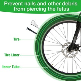 Foreverup 2 PCS Bike Tyre Liner, Anti-puncture Bike Inner Tube Protector, TPU Bicycle Tube Flat Protector Compatible with 29"/26/700C, Anti-puncture Proof Belt Tyre Tape Boom (Green)