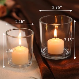 Volens 24pcs Assorted Clear Votive Candle Holders for Wedding Table Centerpieces, Large Glass Candle Holder for Votive & Tealight Candle, Party Decorations for Bridal and Baby Shower