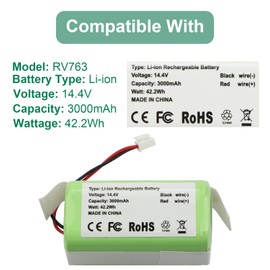3000mAh RVBAT850 Vacuum Battery for Shark Ion R1000C RV1100S1US RV850 AV1010AE AV2501AE AV911 AV970 RV763 RV764 RV765 RV771 RV772 RV913S RV2610WA RV2610WD QR1000SB UR1000S1US Robot Vacuum Cleaners