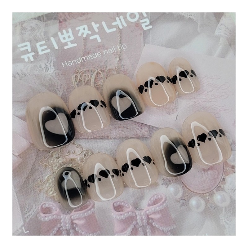 Shadow Heart Handmade Nail Tips - Square L / 쉐도우