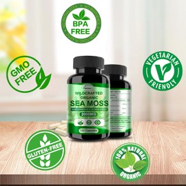 Fleamart Irish Sea Moss Capsules Pills with Raw Sea Moss & Wildcrafted Bladderwrack & Burdock Root 120 Capsules, 2 Packs