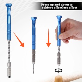 27 Pcs Pin Vise Hand Drills Bits Include 25 Pcs 0.5-3 mm Micro Twist Drill Bits, Pin Vise and Semi-automatic Spiral Hand Drill Rotary Tool for DIY Jewelry Resin Polymer Clay Craft