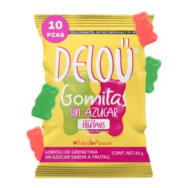 Delou | Gomitas Sin Azúcar - Sabor Frutales - Pack 10 unidades de 40 gr - Dulces Sin Azúcar - Bajas en Calorías y Cabohidratos - Ingredientes Naturales - Ketofriendly