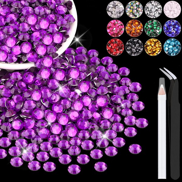 BELLEBOOST 1200PCS 6mm Resin Dark Purple Rhinestones in Bulk (Dark
