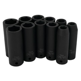 Performance Tool M591DB Mechanics 1/2-Inch Drive Metric Deep Wall Impact Socket Set, 11-Piece