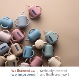 SAMiGO Silicone Baby Straw Cup for 6 12 18 Months, Sippy Cup, First Training Cup, Water Drinking Smoothie Cup for Infants Toddlers, 6 OZ