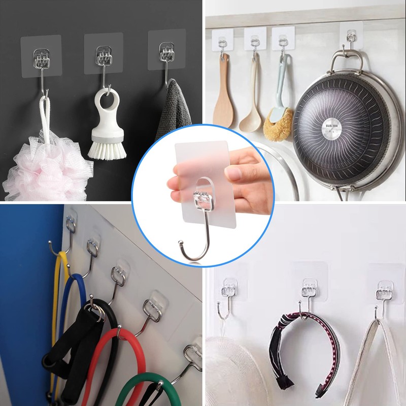 Antimbee 30-Pack All-Purpose Adhesive Hooks for Hanging, Wreath Door Hanger