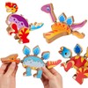 HUZU Dinosaur Building Blocks, Wooden Dino Snap Blocks, Snap Dinosaur
