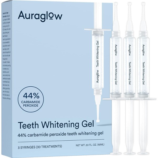 Auraglow 44% Teeth Whitening Gel Syringe Refill Pack, 44% Carbamide