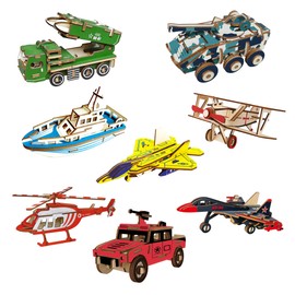 Felimoa Wooden 3D Puzzle 3D Craft Kit Model Vehicle Boys Set of 8
