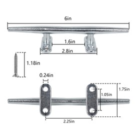 WTMORE - Tacos para barco de 6 pulgadas, base abierta de acero chapado en cromo, tacos de muelle de barco con tornillos, tacos de cuerda, ideal para muelles de barco, cubiertas, muelles para atar