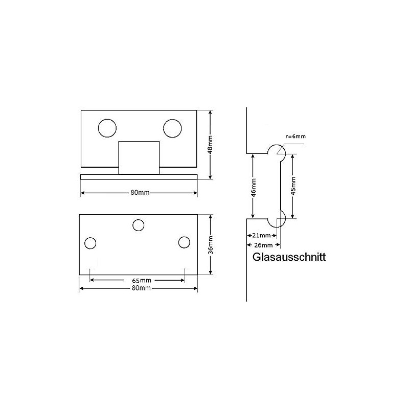 Stainless Steel 6 mm 8 mm Glass Door Hinge Shower