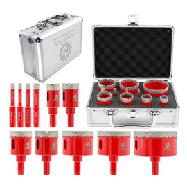 Diamond Core Drill Bits Set - FOCSTOL 11pcs (6/6/8/10/20/25/32/35/45/50/65mm) Hole Saw Kit with Triangle Shank for Porcelain Tile Ceramic Granite Marble