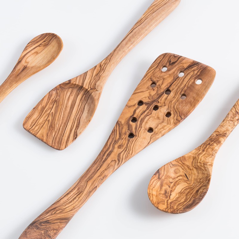 Darido Olive Wood Cooking Spoons Set of 3 with Extra