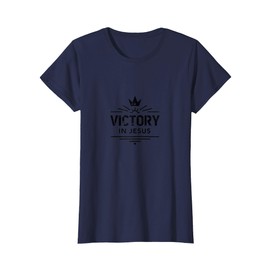 Jesus Won: Victory in Jesus Inspirational Christian Faith T-Shirt, Women, Navy Blue