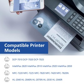 TN350 Toner Cartridge High Yield Replacement for Brother TN-350 TN 350 Toner Black to use with Intellifax 2820 2920 HL-2070N HL-2040 DCP-7020 MFC-7220 MFC-7420 MFC-7820N Printer 1 Pack