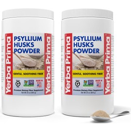 Yerba Prima Psyllium Husks Powder - 24 oz (Pack of 2) - Unflavored - Fine Ground - Natural Fiber Supplement with Soluble & Insoluble Fiber