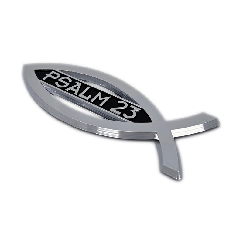 Elektroplate Christian Fish Psalm 23 OEM Chrome Emblem for Cars,