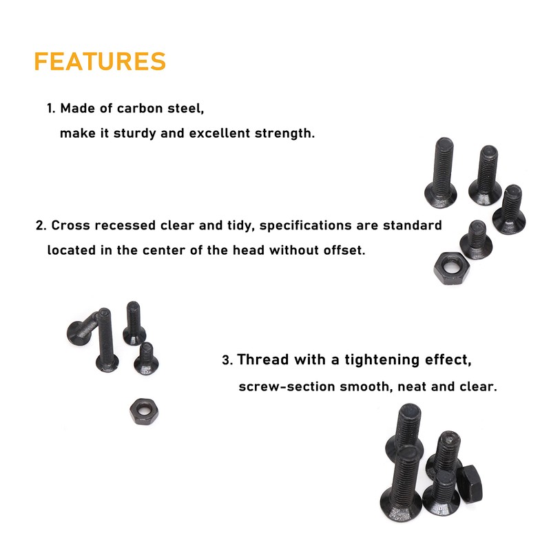 BinifiMux M4 Flat Head Screws and Hex Nuts Phillips, Countersunk