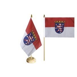 Flaggenfritze® Table Flag Germany Hesse with Lacquered Wooden Base