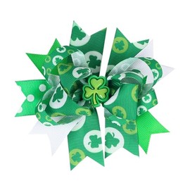 4.7"St. Patrick's Day Shamrock Green Hair Bows Alligator Clips hairpin hair accessory (F75-Green 3)