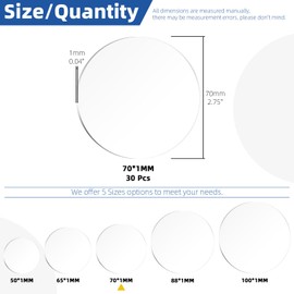 Glarks 30pcs 70mm Blank Clear Acrylic Circle Disc Set, Round Acrylics Blanks Bulk, Circle Disc Ornament, Round Blanks Discs for Paintings, Art Craft