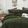 CLOTHKNOW Army Green Fluffy Twin Comforter Set 3Pcs Dark Green