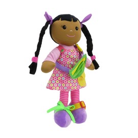 linzy Toys 16" Dark Skin Educational Doll/Adorable Plush Doll Comes with a Removable Outfit Packed with Closures-Perfect for Testing a Little One's Problem Solving and Motor Skills