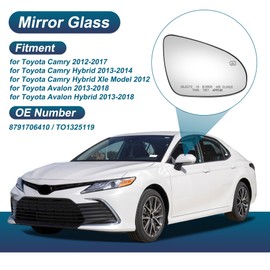 Motoforti Passenger Side Mirror Glass Replacement for Toyota Camry 2012-2017, Right Rearview Mirror Glass for Toyota Avalon 2013-2018 with Power Heated Replaces No.8791706410/TO1325119