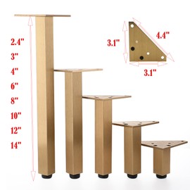 Geesatis Furniture Legs 10-inch Metal Sofa Legs Adjustable Modern Table Legs, 4 Pack, Vintage Bronze