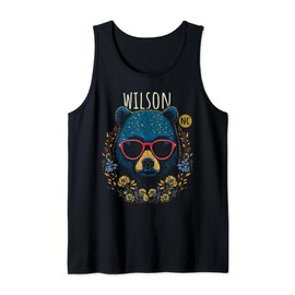Wilson NC Fun Bear Wearing Glasses Flowers Design Tank Top